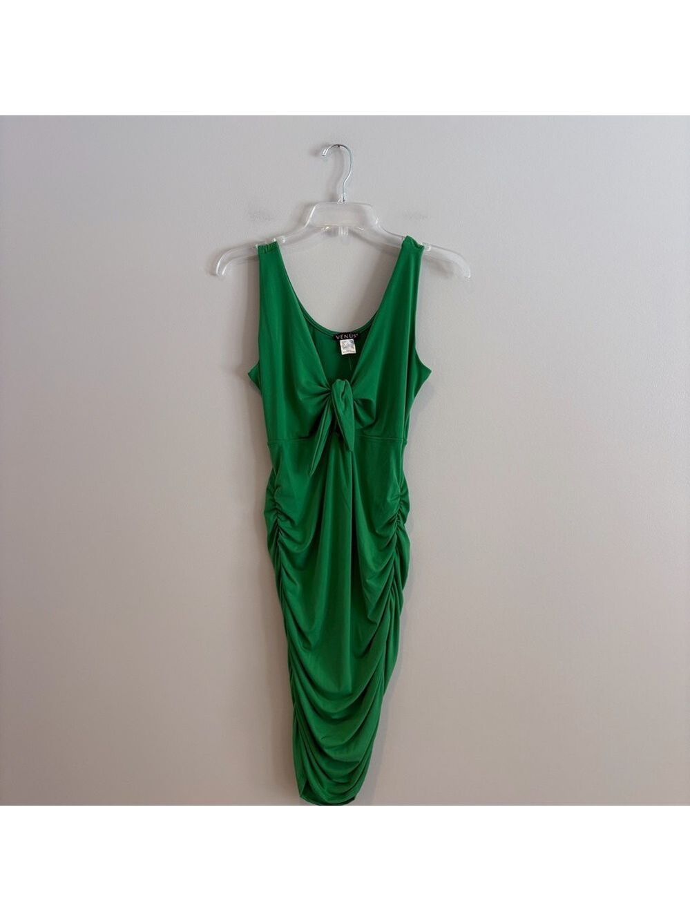 VENUS Green Ruched Midi Dress Size M